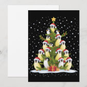 かわいいペンギンのクリスマスツリー 楽しいホリデー 招待状 (正面/裏面)