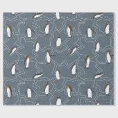 かわいいペンギンのクリスマスパターン ラッピングペーパー (フラット)