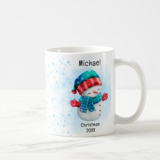 かわいいペンギンのクリスマスパーソナルネーム コーヒーマグカップ (右)