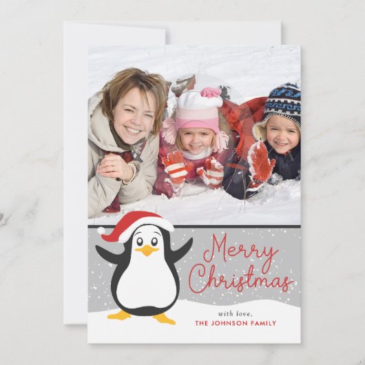 かわいいペンギンのクリスマスフォトカード シーズンカード (正面)