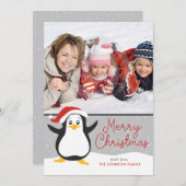 かわいいペンギンのクリスマスフォトカード シーズンカード (正面/裏面)