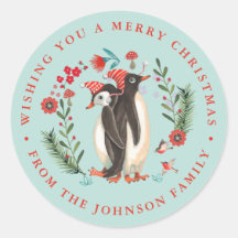 かわいいペンギンのクリスマスホリデー名前 青