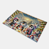 かわいいペンギンのクリスマス共有の書式 ドアマット (アングル)