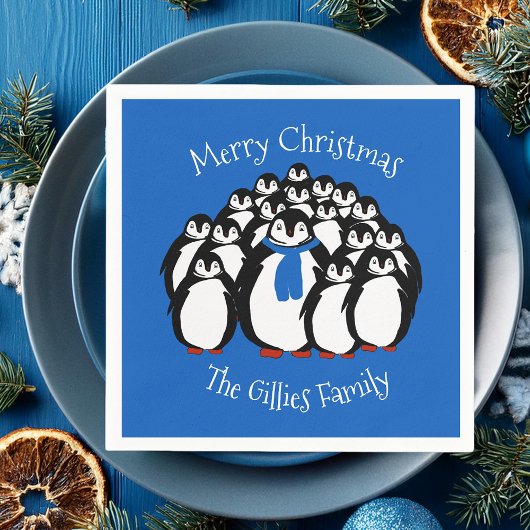 かわいいペンギンのクリスマス コースター 名入れ可能 スタンダードカクテルナプキン