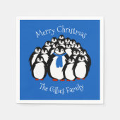 かわいいペンギンのクリスマス コースター 名入れ可能 スタンダードカクテルナプキン (正面)