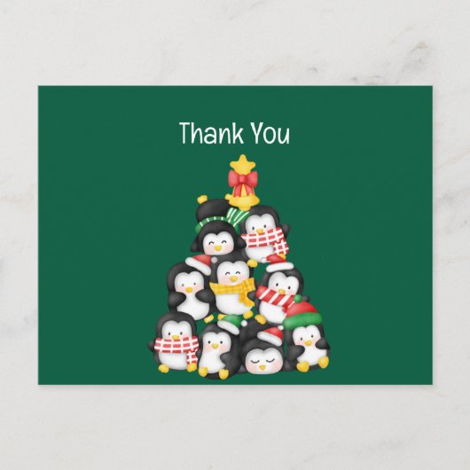 かわいいペンギンのクリスマス シーズンポストカード (正面)