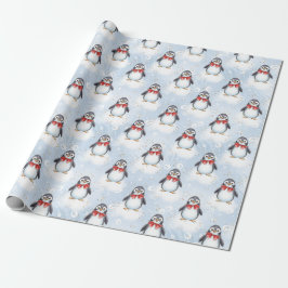かわいいペンギンのクリスマス ラッピングペーパー