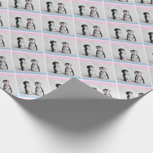 かわいいペンギンのクリスマス ラッピングペーパー (角)