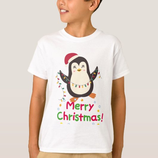 かわいいペンギンのクリスマス Tシャツ (正面)
