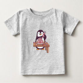 かわいいペンギンのケーキ バレンタイン キッズTシャツ - カラー ベビーTシャツ