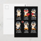 かわいいペンギンのコーヒー好きな感情 すべての気分に ポストカード (正面/裏面)