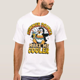 かわいいペンギンのサマードリンクで涼しくレトロ Tシャツ