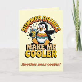 かわいいペンギンのサマードリンク レトロなデザイン カード