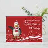 かわいいペンギンのサンタ クリスマスパーティー 招待状 (スタンド正面)