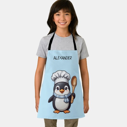 かわいいペンギンのシェフが子供のエプロンをパーソナライズ エプロン (インサイチュ)