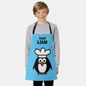 かわいいペンギンのシェフの漫画カスタムのエプロン子供へ エプロン (着用した状態)