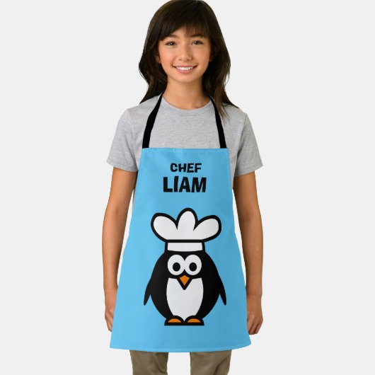かわいいペンギンのシェフの漫画カスタムのエプロン子供へ エプロン (インサイチュ)