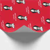 かわいいペンギンのシェフ調理師漫画カスタムクリスマス ラッピングペーパー (角)