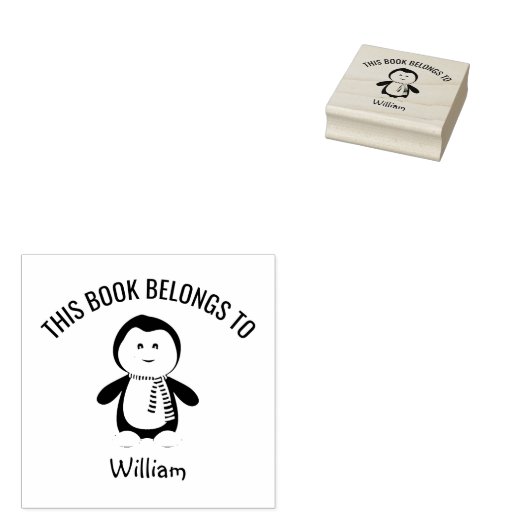 かわいいペンギンのスカーフこの本は名前に属している ラバースタンプ (押印)