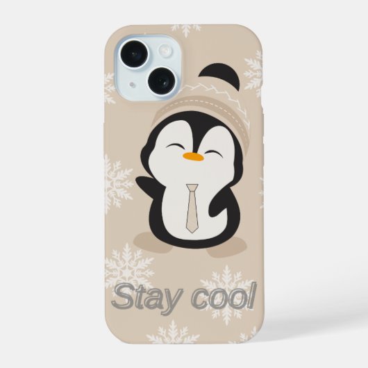 かわいいペンギンのステイ クール スマホケース iPhone 15ケース (裏面)