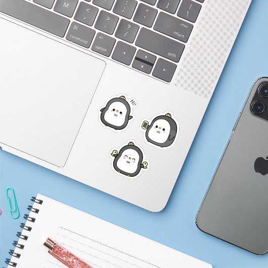 かわいいペンギンのステッカーセット シール (ノートパソコンとiPhone)