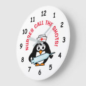 かわいいペンギンのナースが付いているおもしろいな看護の柱時計 ラージ壁時計 (傾斜)