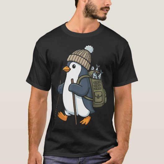 かわいいペンギンのハイキング Tシャツ (正面)