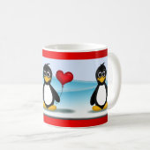 かわいいペンギンのハートの気球のバレンタインデーのマグ コーヒーマグカップ (正面右)