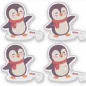 かわいいペンギンのバレンタインバニラステッカー(4枚入り) シール (正面)