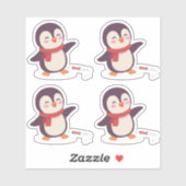 かわいいペンギンのバレンタインバニラステッカー(4枚入り) シール (シート)