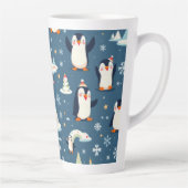 かわいいペンギンのパターン カフェラテマグ (右)