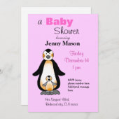 かわいいペンギンのベビーシャワー招待状 招待状 (正面/裏面)