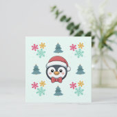 かわいいペンギンのホリデーカード - 青い背景の冬の喜び シーズンカード (スタンド正面)