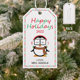 かわいいペンギンのホリデーギフトタグ（表＆裏） ギフトタグ