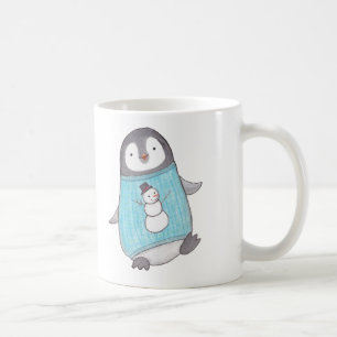 かわいいペンギンのマグのおもしろいで幸せなペンギンの雪だるまのマグ コーヒーマグカップ