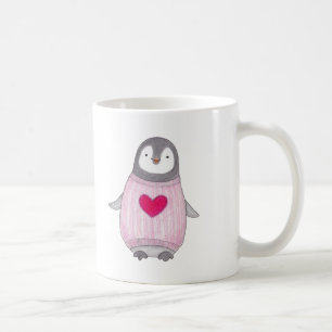 かわいいペンギンのマグのパーソナライズなペンギンのハートのマグ コーヒーマグカップ