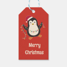 かわいいペンギンのメリークリスマスギフトタグ