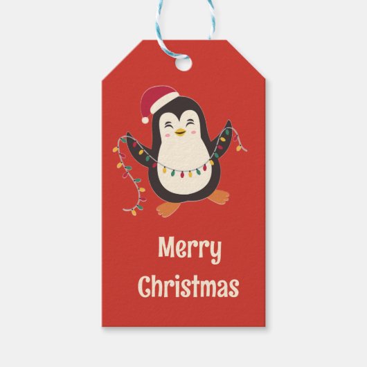 かわいいペンギンのメリークリスマスギフトタグ ギフトタグ (正面)