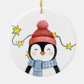かわいいペンギンのメリークリスマス セラミックオーナメント (裏面)