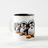 かわいいペンギンの並び ツートーンマグカップ (正面左)