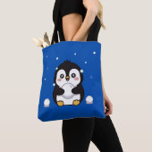かわいいペンギンの冬のトートバッグ トートバッグ (クローズアップ)
