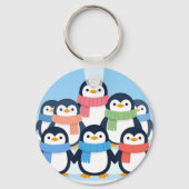かわいいペンギンの冬のマフラー グループハグ キーホルダー (裏面)