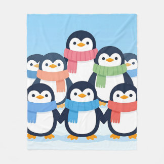 かわいいペンギンの冬のマフラー グループハグ フリースブランケット