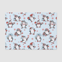 かわいいペンギンの冬の風景模様