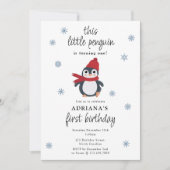 かわいいペンギンの冬の鳥 北極の動物 誕生日 招待状 (正面)