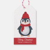 かわいいペンギンの冬鳥北極クリスマス ギフトタグ (正面)