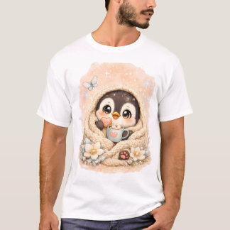 かわいいペンギンの冬Tシャツ – 愛らしいあったかペンギン Tシャツ