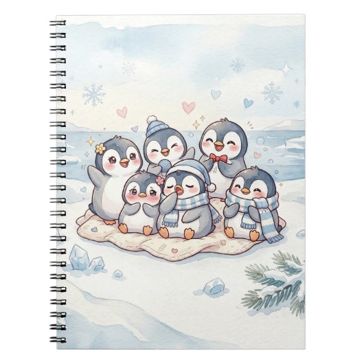 かわいいペンギンの友達 スパイラルノート ノートブック (正面)