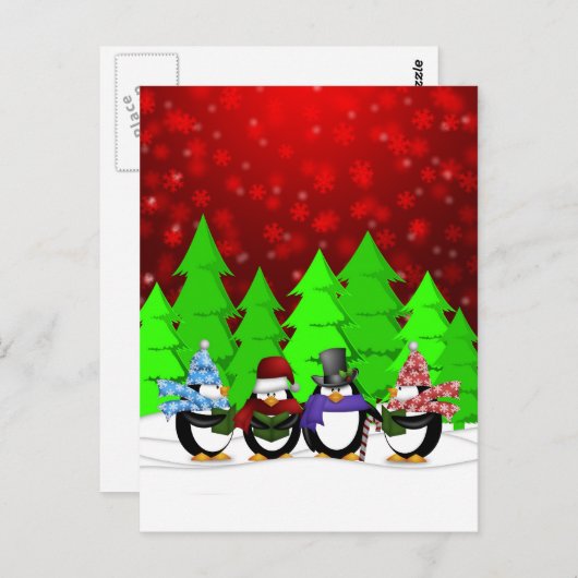 かわいいペンギンの合唱 ポストカード (正面/裏面)