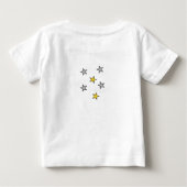 かわいいペンギンの名前と星の模様 黄色とグレー ベビーTシャツ (裏面)